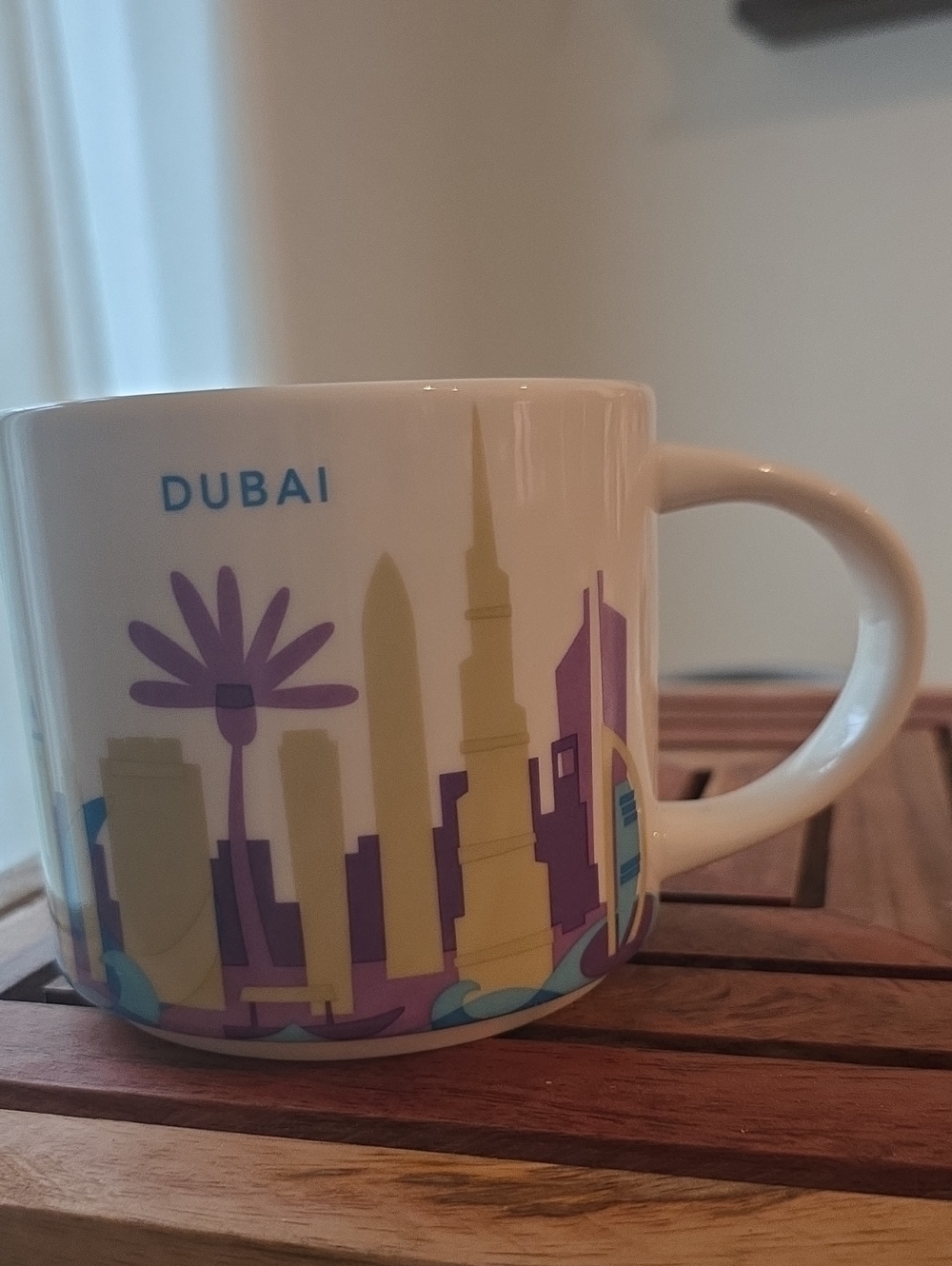 Starbucks Dubai Mug - White with Purple & Gold Skyline